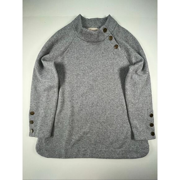 Soft Surroundings Brooke Herringbone Gold Button Mock Nk Tunic Women Size Large - Picture 5 of 8
